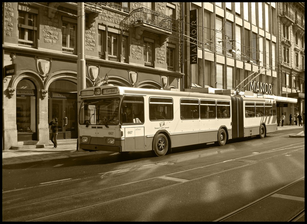 Geneva / Switzerland: trolley-bus of an older type